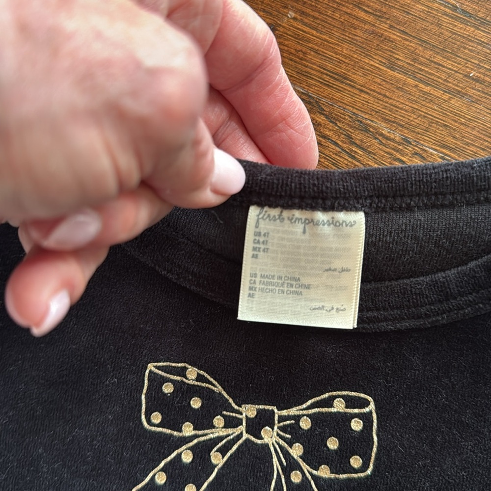 FIRST IMPRESSIONS Kids Bow Design Sweatshirts - Black & White - Sz 4T - Picture 4 of 10